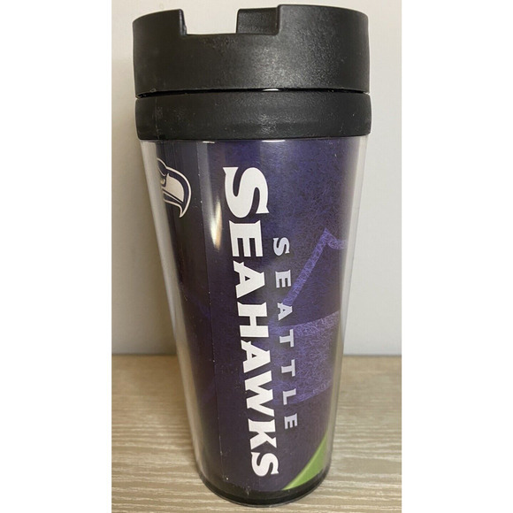 Seattle Seahawks NFL Travel Tumbler 14 oz Full Wrap Logo Double Wall Acrylic NEW - Picture 2 of 4